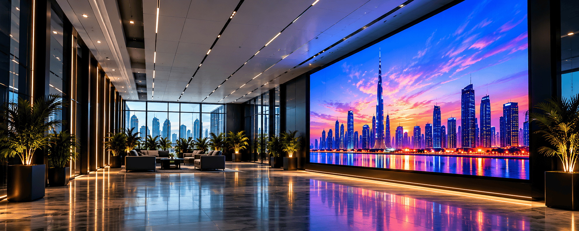 Interactive display wall installation