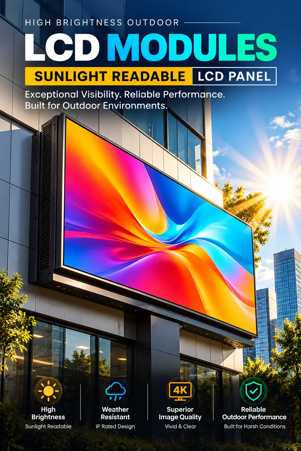 High Brightness Outdoor LCD Modules, Sunlight Readable LCD Panel